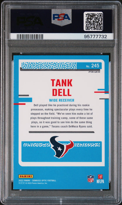 Graded 2023 Panini Donruss Optic Tank Dell #245 Pink Rookie RC Football Card PSA 10 Gem Mint