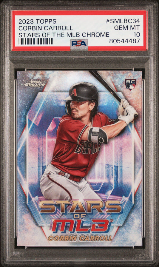 Graded 2023 Topps Corbin Carroll #SMLBC34 Stars of the MLB Chrome Rookie RC Baseball Card PSA 10 Gem Mint