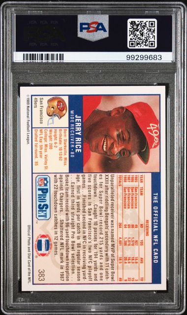 Graded 1989 Pro Set Jerry Rice #383 Football Card PSA 10 Gem Mint
