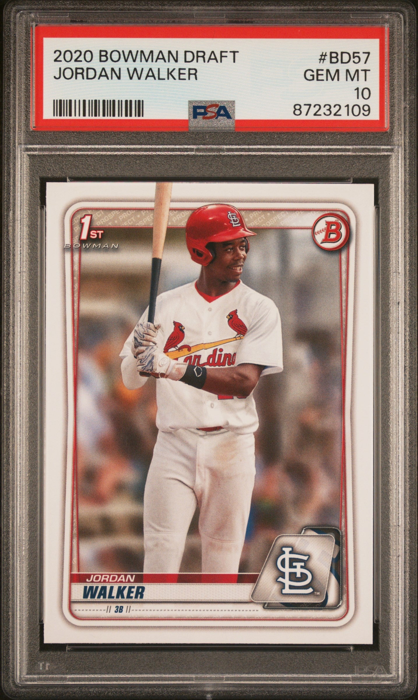 Graded 2020 Topps Bowman Draft Jordan Walker #BD57 Rookie RC Baseball Card PSA 10 Gem Mint
