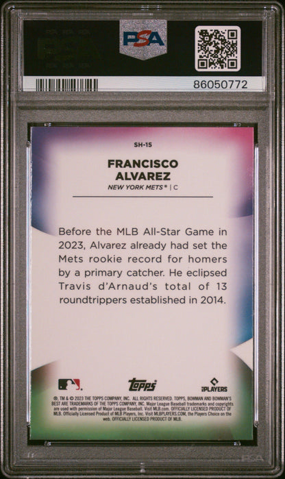 Graded 2023 Topps Bowmans Best Francisco Alvarez #SH15 Shellacked Rookie RC Baseball Card PSA 10 Gem Mint
