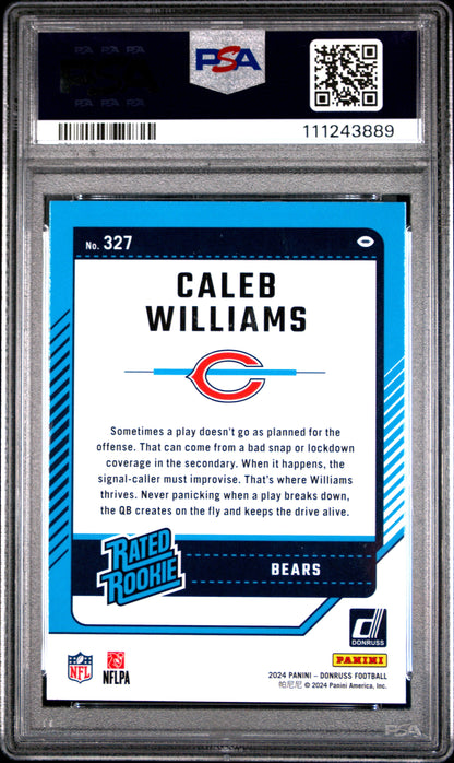 Graded 2024 Panini Donruss Caleb Williams #327 Rookie RC Football Card PSA 10 Gem Mint