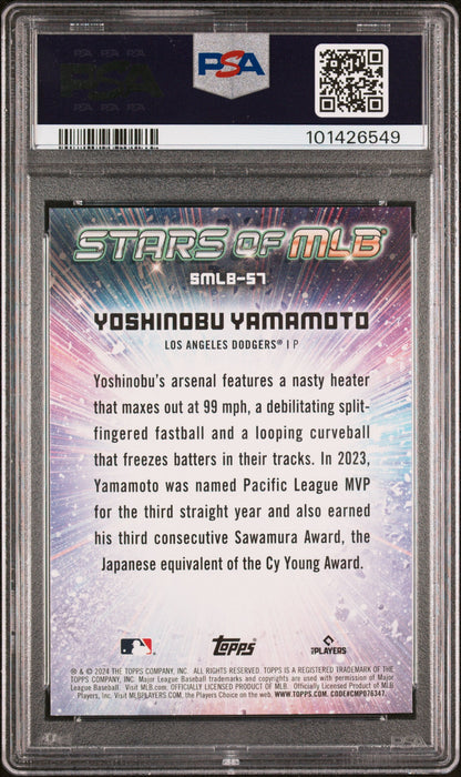 Graded 2024 Topps Yoshinobu Yamamoto #SMLB57 Stars of MLB Rookie RC Baseball Card PSA 10 Gem Mint