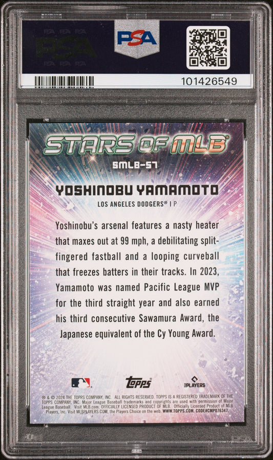 Graded 2024 Topps Yoshinobu Yamamoto #SMLB57 Stars of MLB Rookie RC Baseball Card PSA 10 Gem Mint
