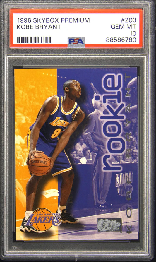 Graded 1996 Skybox Premium Kobe Bryant #203 Rookie RC Basketball Card PSA 10 Gem Mint
