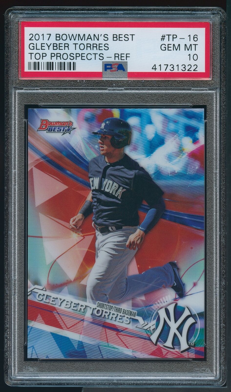 Graded 2017 Topps Bowmans Best Gleyber Torres #TP16 Top Prospects Refractor Rookie RC Baseball Card PSA 10 Gem Mint