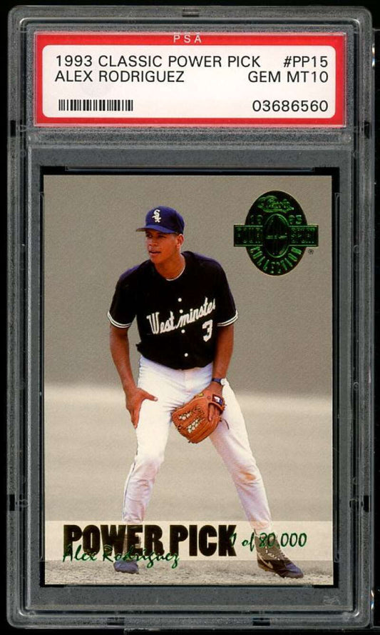 Graded 1993 Classic Power Pick Alex Rodriguez #PP15 Rookie RC Baseball Card PSA 10 Gem Mint