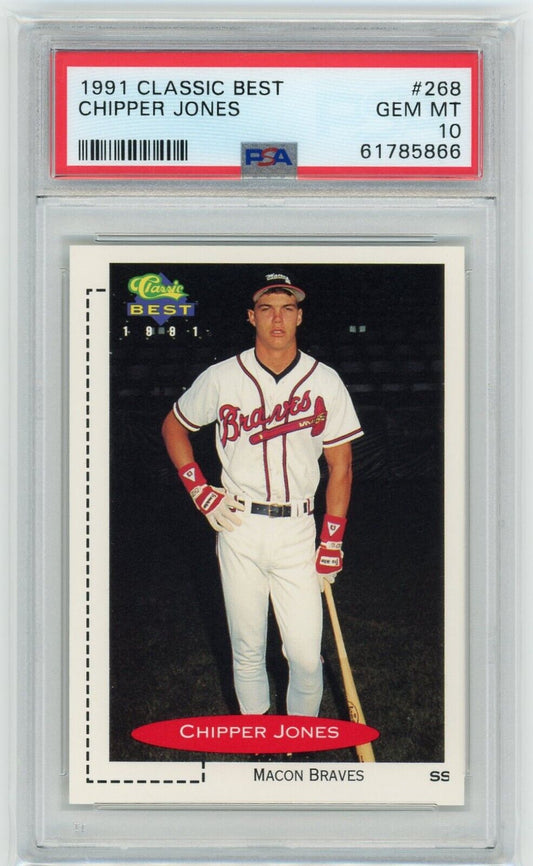 Graded 1991 Classic Best Chipper Jones #268 Rookie RC Baseball Card PSA 10 Gem Mint