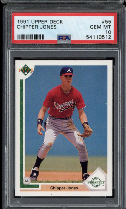 Graded 1991 Upper Deck Chipper Jones #55 Rookie RC Baseball Card PSA 10 Gem Mint