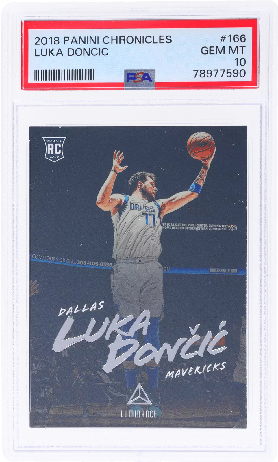 Graded 2018 Panini Chronicles Luka Doncic #166 Rookie RC Basketball Card PSA 10 Gem Mint