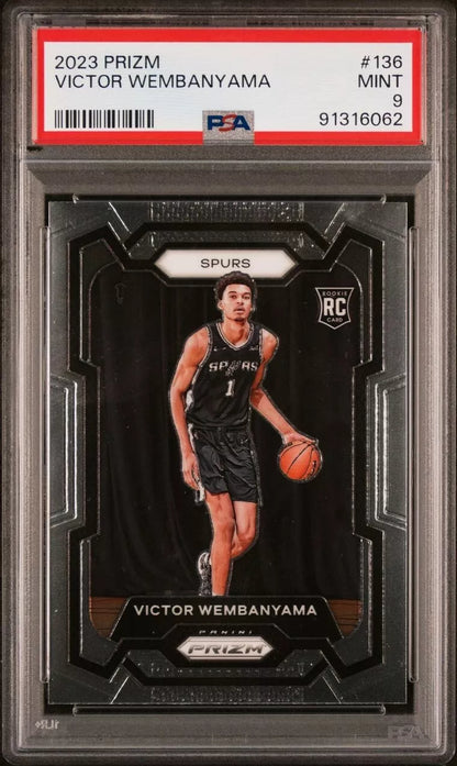 Graded 2023 Panini Prizm Victor Wembanyama #136 Rookie RC Basketball Card PSA 9 Mint