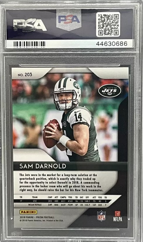 Graded 2018 Panini Prizm Sam Darnold #203 Rookie RC Football Card PSA 10 Gem Mint