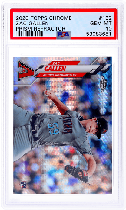 Graded 2020 Topps Chrome Zac Gallen #132 Prism Refractor Rookie RC Baseball Card PSA 10 Gem Mint