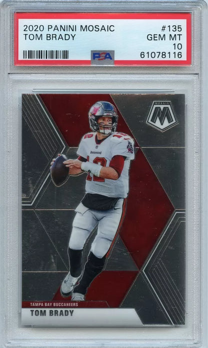 Graded 2020 Panini Mosaic Tom Brady #135 Football Card PSA 10 Gem Mint