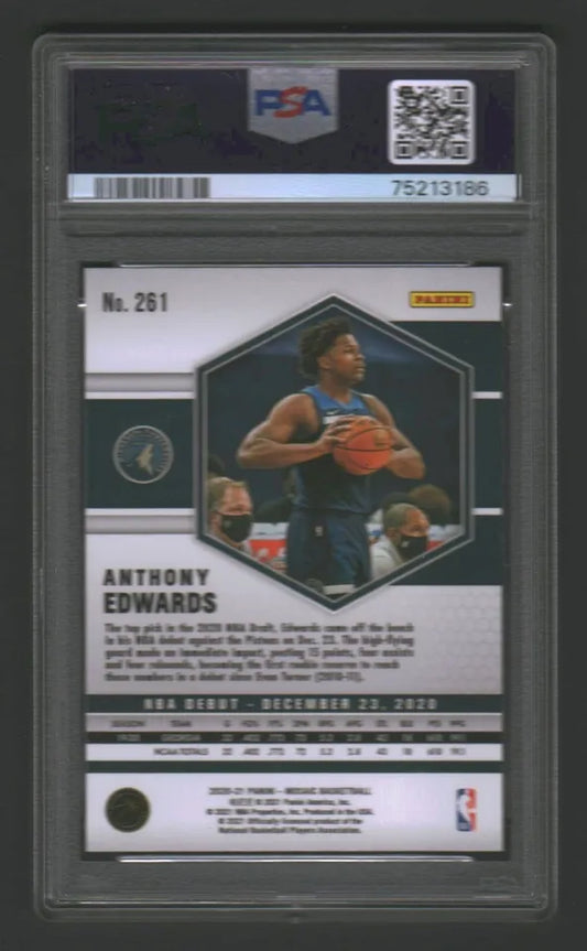 Graded 2020-21 Panini Mosaic Anthony Edwards #261 Mosaic Rookie RC Basketball Card PSA 10 Gem Mint