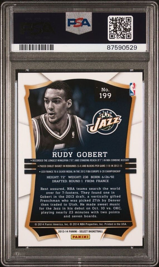 Graded 2013 Panini Select Rudy Gobert #199 Rookie RC Basketball Card PSA 10 Gem Mint