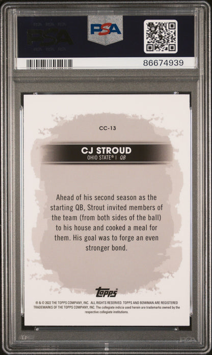 Graded 2022 Topps Bowman Best University CJ Stroud #CC13 Campus Captains Rookie RC Football Card PSA 10 Gem Mint