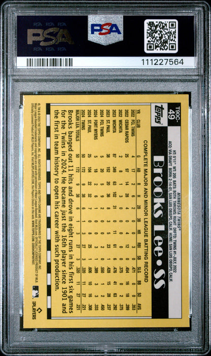 Graded 2025 Topps Silver Pack Brooks Lee #49 Rookie RC Baseball Card PSA 10 Gem Mint