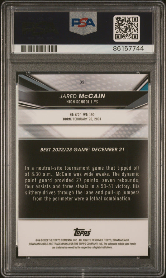 Graded 2022 Topps Bowman University Best Jared McCain #32 Speckle Rookie RC Basketball Card PSA 10 Gem Mint