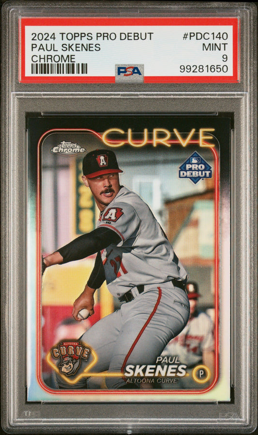 Graded 2024 Topps Pro Debut Paul Skenes #PDC140 Chrome Rookie RC Baseball Card PSA 9 Mint