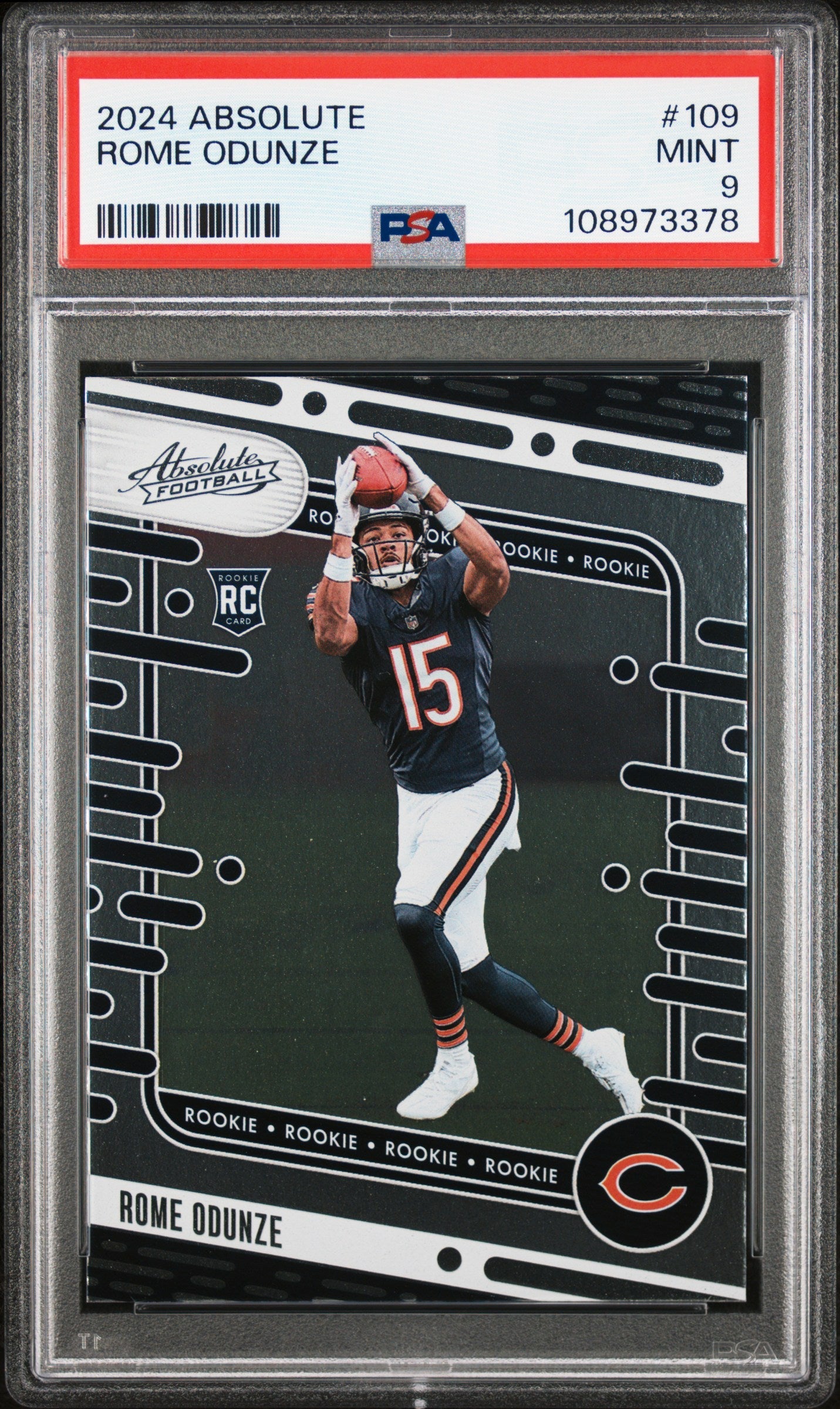 Graded 2024 Panini Absolute Rome Odunze #109 Rookie RC Football Card PSA 9 Mint