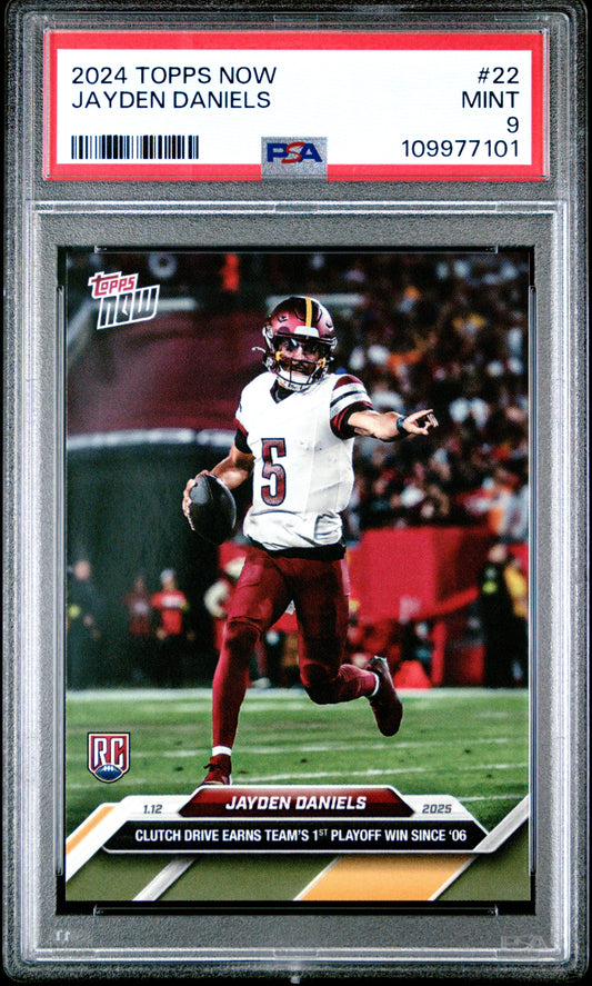 Graded 2024 Topps Now Jayden Daniels #22 Rookie RC Football Card PSA 9 Mint