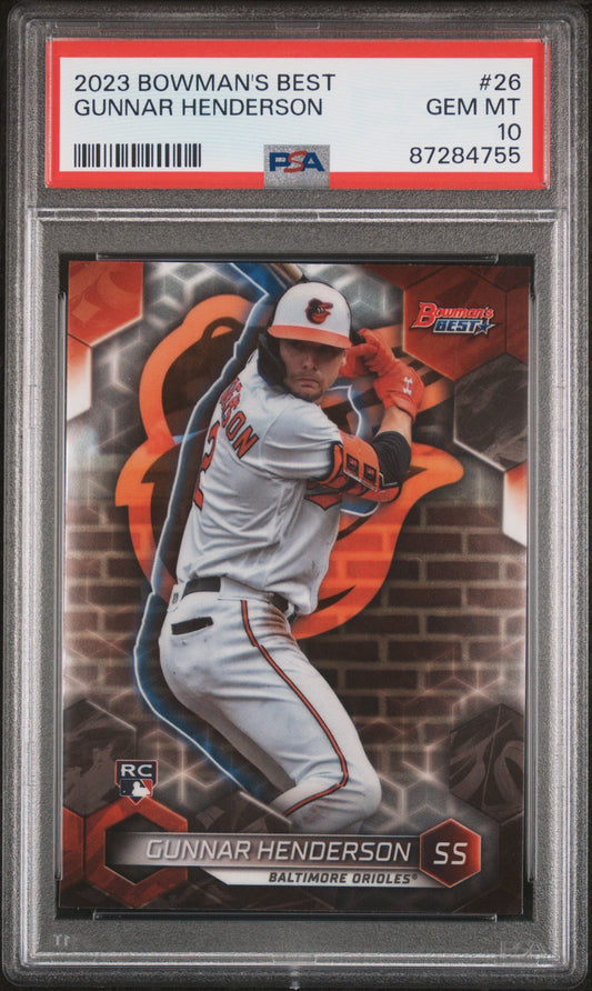 Graded 2023 Topps Bowmans Best Gunnar Henderson #26 Rookie RC Baseball Card PSA 10 Gem Mint