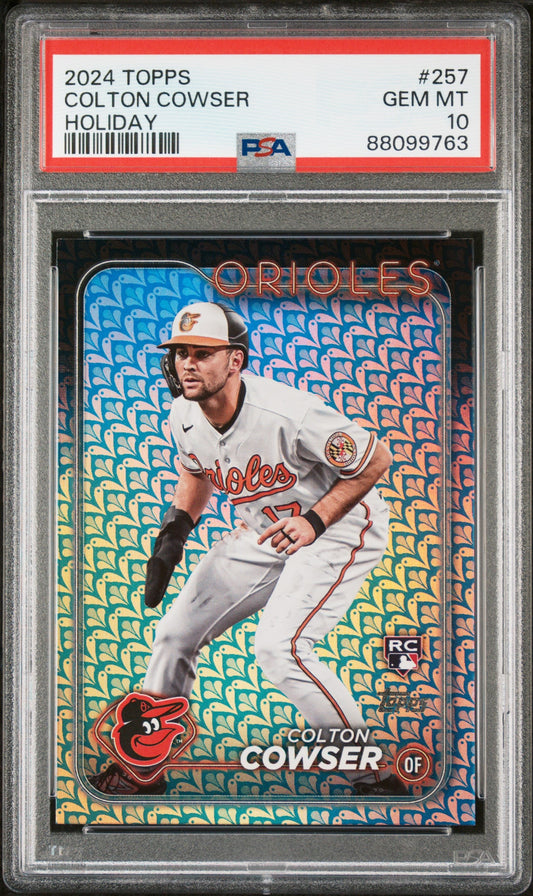 Graded 2024 Topps Colton Cowser #257 Holiday Rookie RC Baseball Card PSA 10 Gem Mint