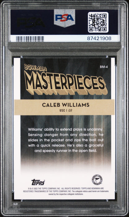 Graded 2022 Topps Bowmans Best University Caleb Williams #BM4 Bowman Masterpieces Rookie RC Football Card PSA 10 Gem Mint