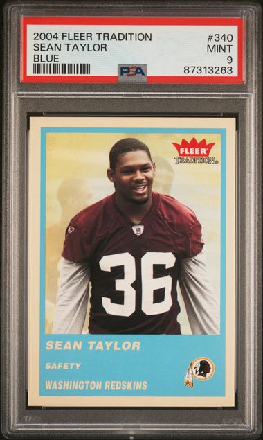 Graded 2004 Fleer Tradition Blue Sean Taylor #340 Rookie RC Football Card PSA 9 Mint