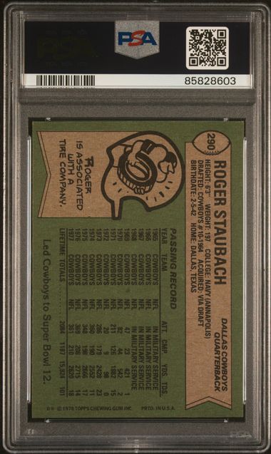 Graded 1978 Topps Roger Staubach #290 Football Card PSA 8 NM-MT