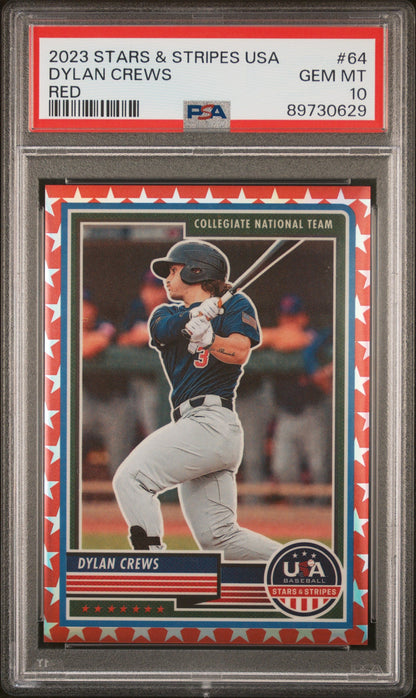 Graded 2023 Panini Stars & Stripes USA Dylan Crews #64 Red #/149 Rookie RC Baseball Card PSA 10 Gem Mint