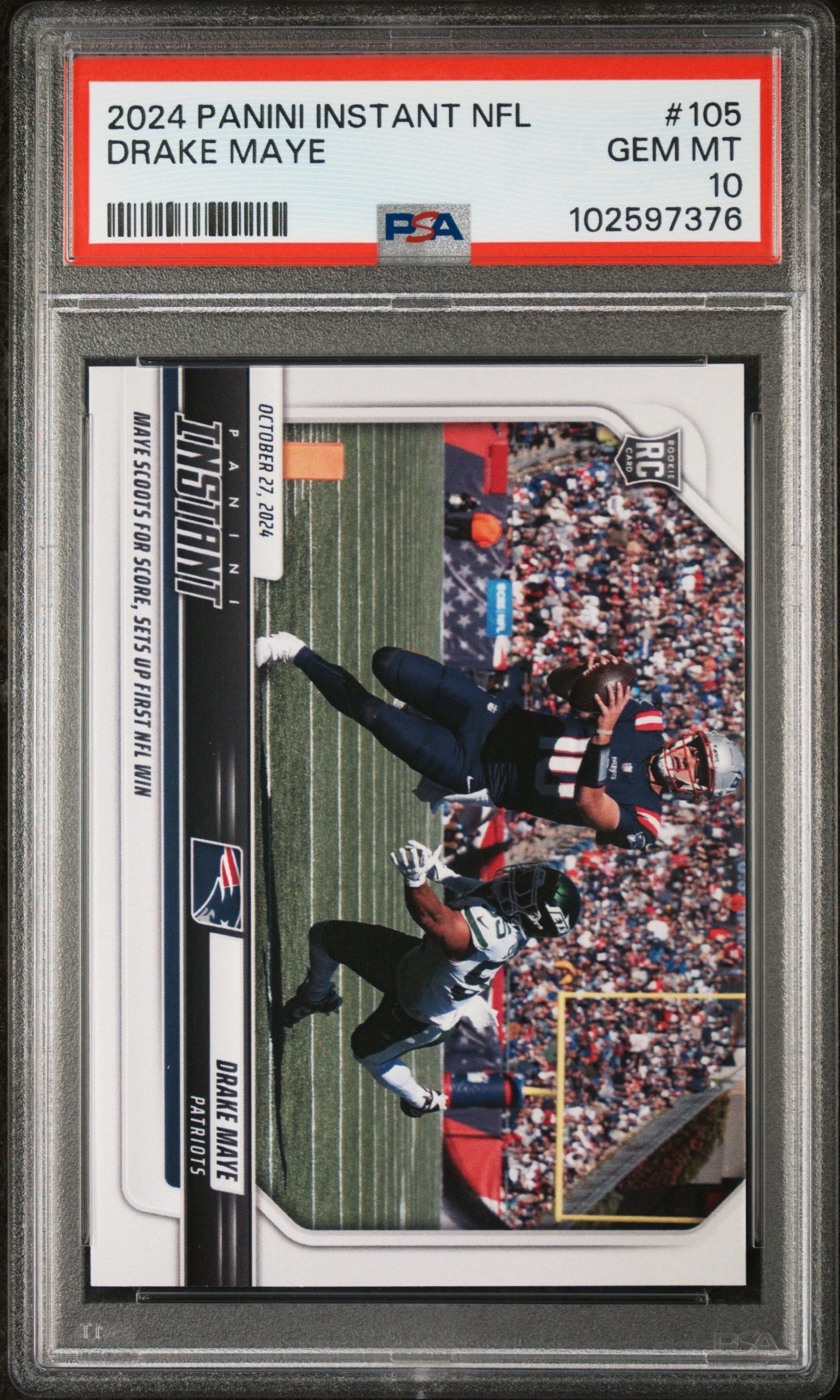 Graded 2024 Panini Instant NFL Drake Maye #105 Rookie RC Football Card PSA 10 Gem Mint
