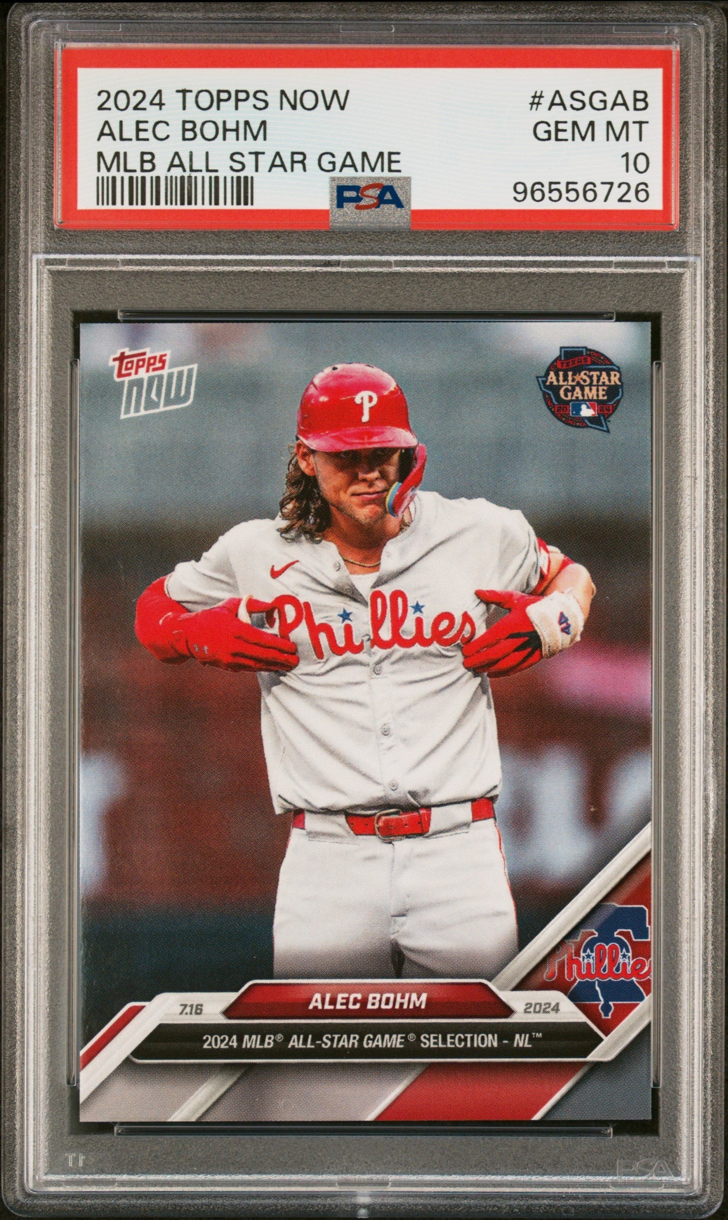Graded 2024 Topps Now Alec Bohm #ASGAB MLB All Star Game Baseball Card PSA 10 Gem Mint