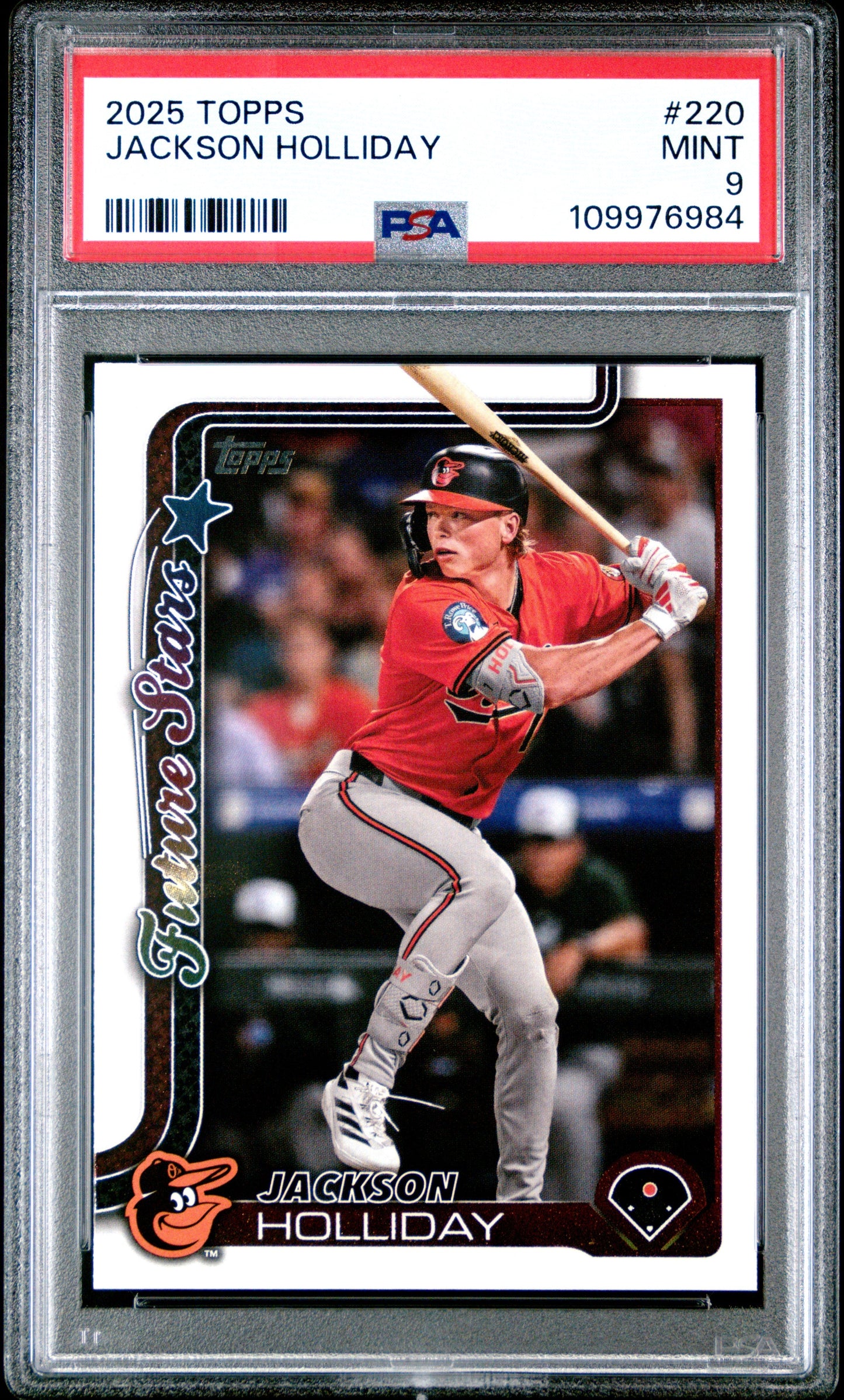 Graded 2025 Topps Jackson Holliday #220 Future Stars Baseball Card PSA 9 Mint