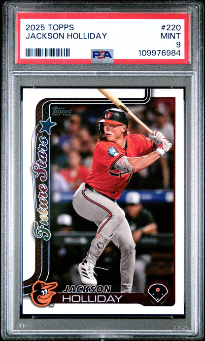 Graded 2025 Topps Jackson Holliday #220 Future Stars Baseball Card PSA 9 Mint