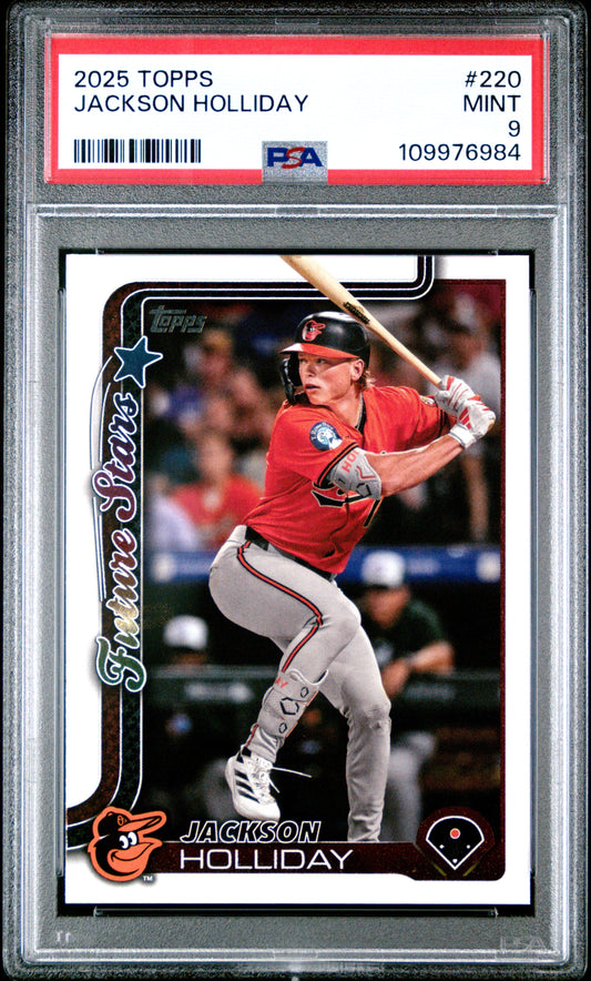 Graded 2025 Topps Jackson Holliday #220 Future Stars Baseball Card PSA 9 Mint