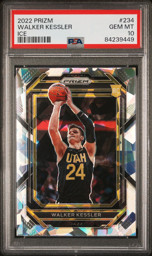 Graded 2022 Panini Prizm Walker Kessler #234 Ice Rookie RC Basketball Card PSA 10 Gem Mint