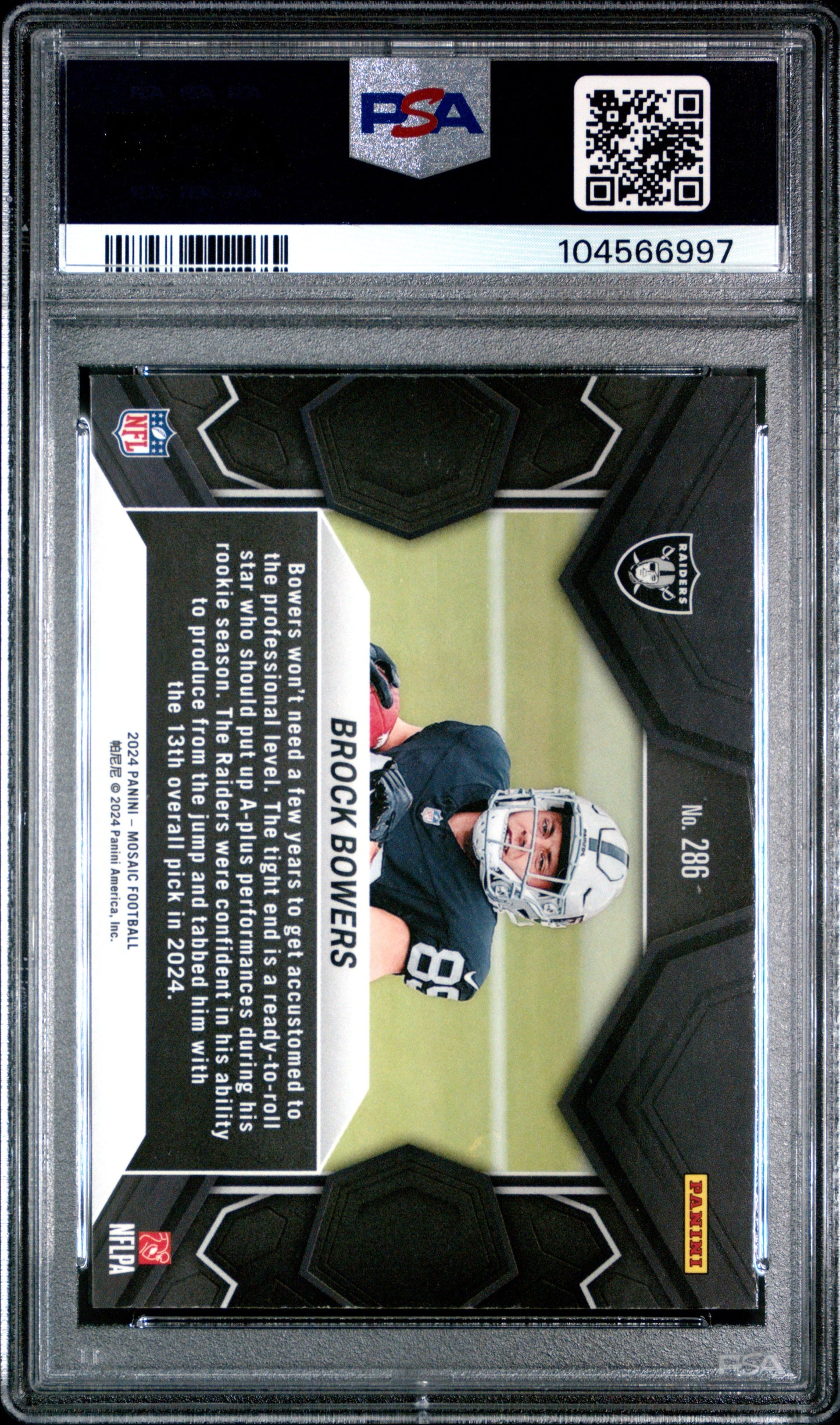 Graded 2024 Panini Mosaic Brock Bowers #286 Rookie RC Football Card PSA 10 Gem Mint