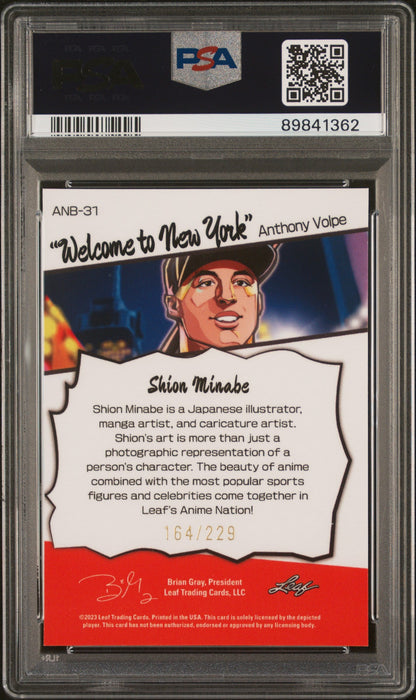Graded 2023 Leaf Web Exclusives Anthony Volpe #31 Anime Nation #/229 Rookie RC Baseball Card PSA 10 Gem Mint