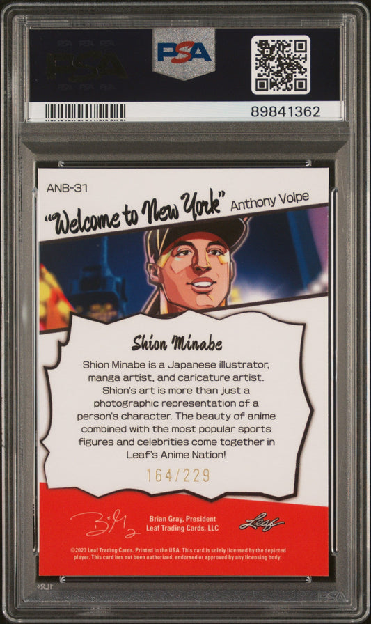 Graded 2023 Leaf Web Exclusives Anthony Volpe #31 Anime Nation #/229 Rookie RC Baseball Card PSA 10 Gem Mint