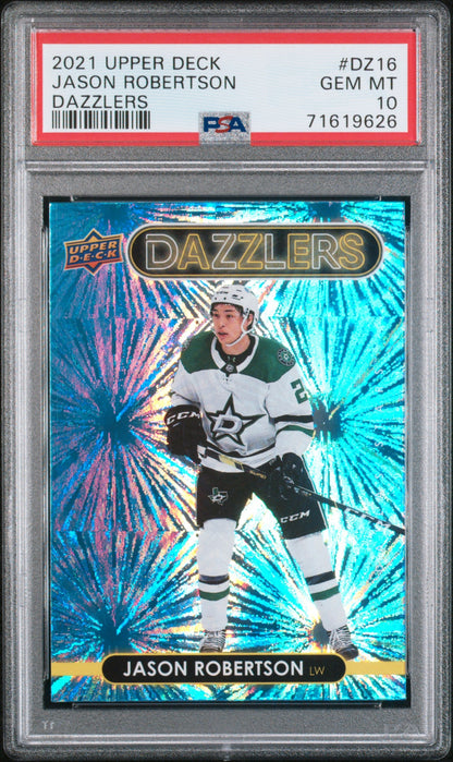 Graded 2021 Upper Deck Jason Robertson #DZ16 Dazzlers Hockey Card PSA 10 Gem Mint