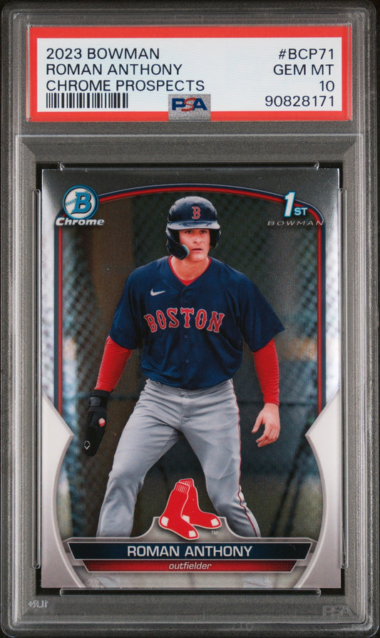 Graded 2023 Topps Bowman Roman Anthony #BCP71 Chrome Prospects Rookie RC Baseball Card PSA 10 Gem Mint
