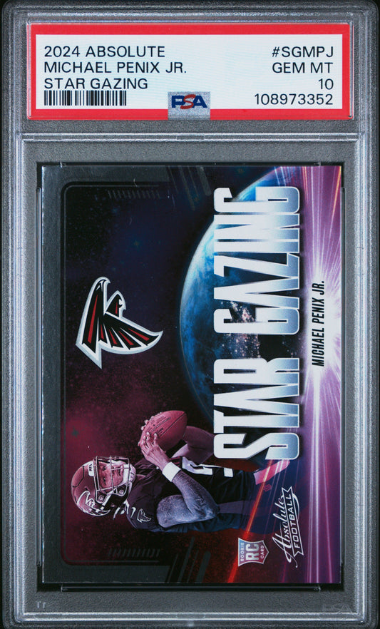 Graded 2024 Panini Absolute Michael Penix Jr #SGMPJ Star Gazing Rookie RC Football Card PSA 10 Gem Mint