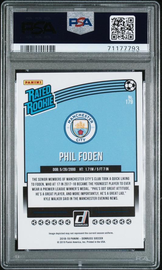 Graded 2018 Panini Donruss Phil Foden #179 Rookie RC Soccer Card PSA 10 Gem Mint