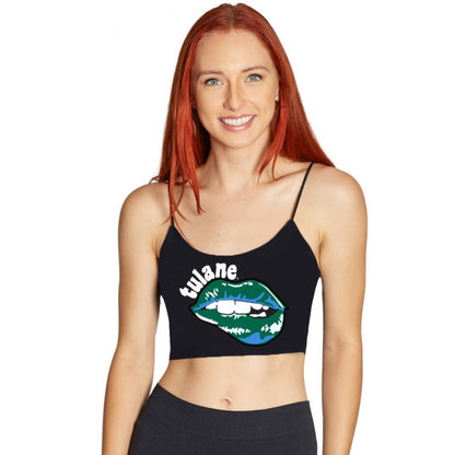 Tulane Lips Black Spaghetti Tank