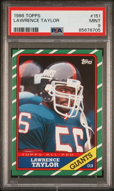 Graded 1986 Topps Lawrence Taylor #151 Football Card PSA 9 Mint