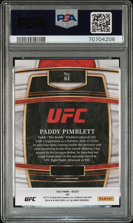Graded 2022 Panini Select UFC Paddy Pimblett #61 Blue Rookie RC UFC MMA Card PSA 10 Gem Mint