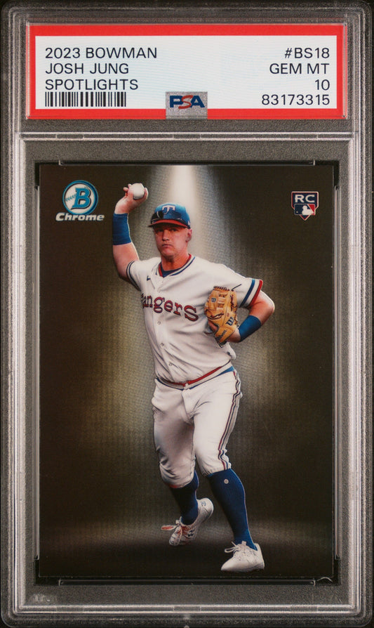 Graded 2023 Topps Bowman Josh Jung #BS18 Spotlights Rookie RC Baseball Card PSA 10 Gem Mint