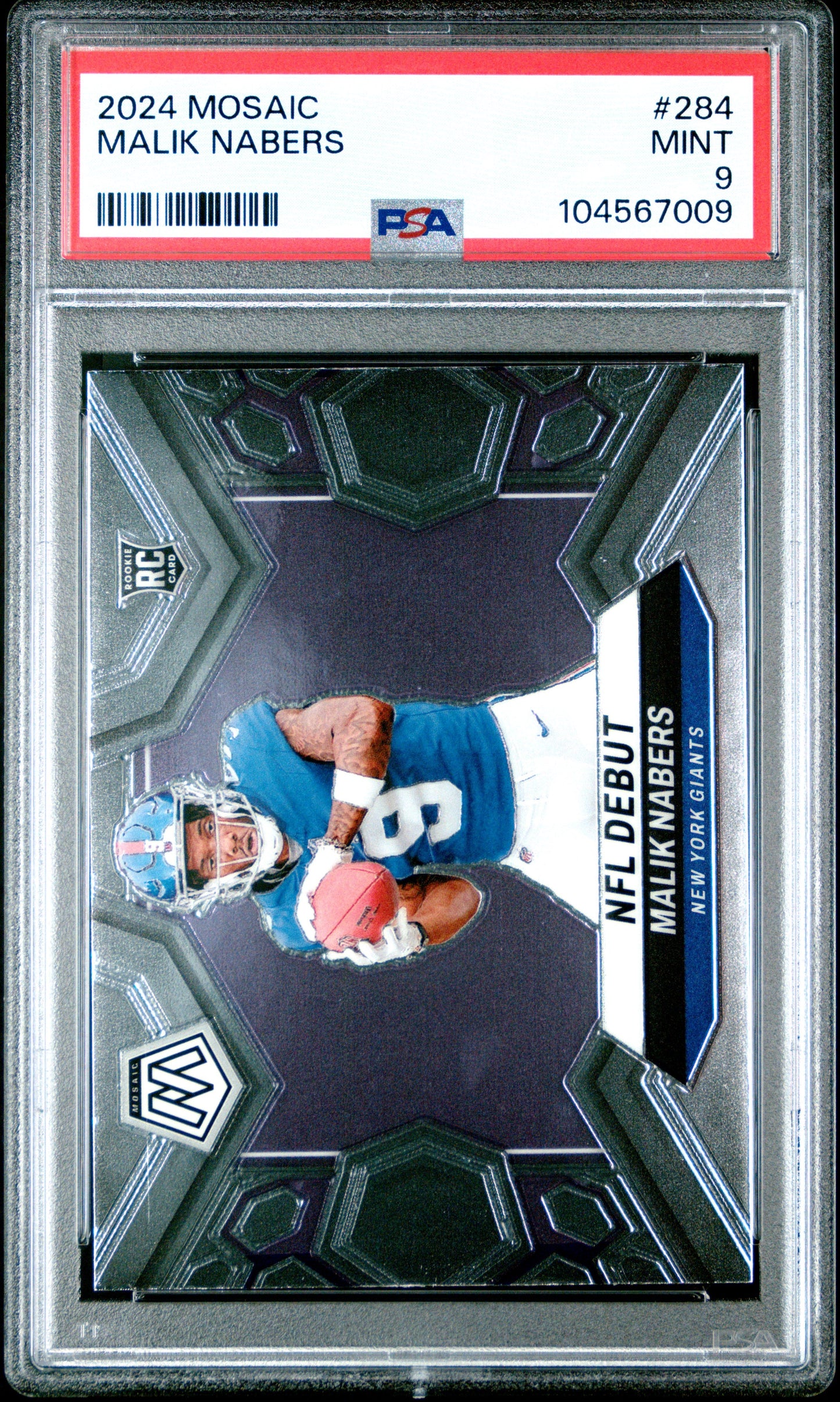 Graded 2024 Panini Mosaic Malik Nabers #284 Rookie RC Football Card PSA 9 Mint